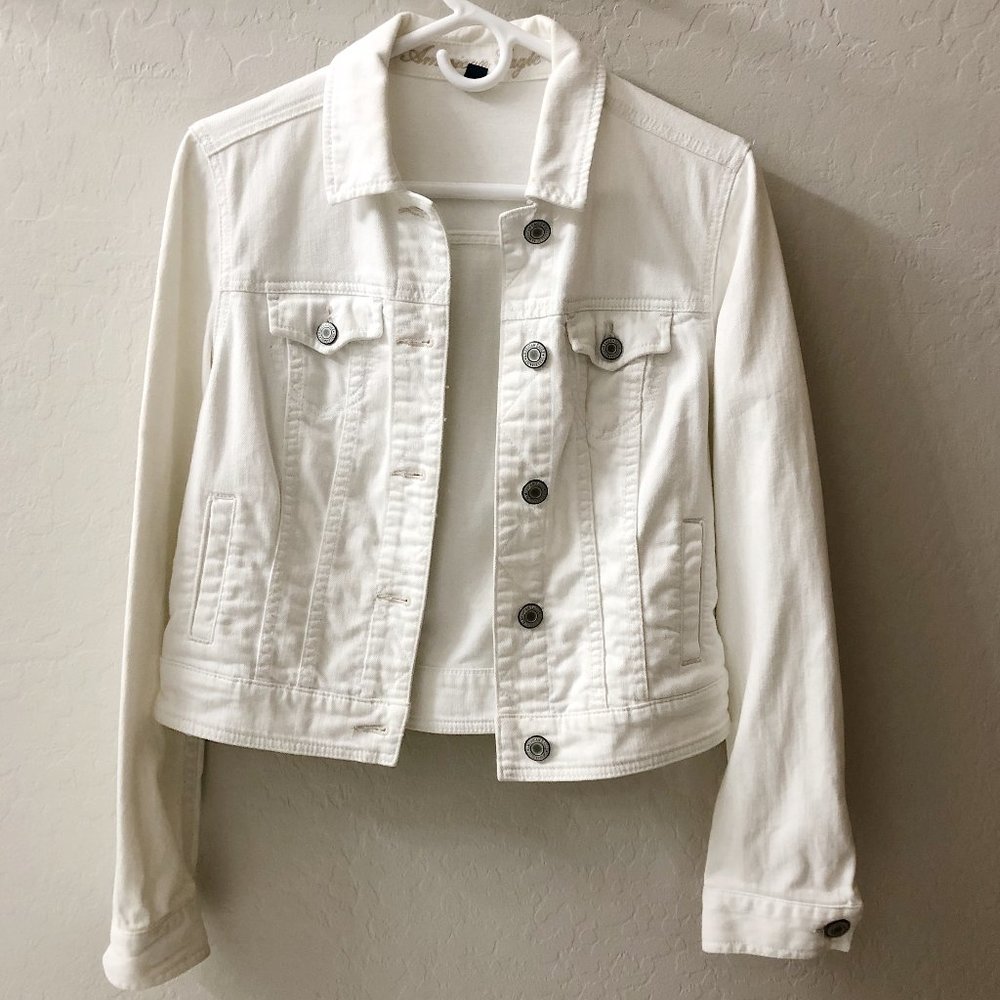 American Eagle white denim jacket